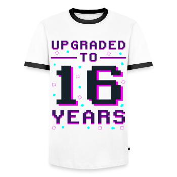 Sweet 16: Retro Gaming Legend - Men's Ringer Shirt - white/black - Front - AI Model Female 172 light (172cm) & AI Model Male 178 dark (178cm)