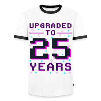 25 ans de l’anniversaire du Pixel Gamer Honor - T-shirt contrasté Homme - blanc/noir - Devant - AI Model Female 172 light (172cm) & AI Model Male 178 dark (178cm)