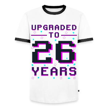 Reached Level 26 - Gaming Progress - Men's Ringer Shirt - white/black - Front - AI Model Female 172 light (172cm) & AI Model Male 178 dark (178cm)