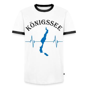Königssee Herzschlag - Natur im Takt - Männer Kontrast-T-Shirt - Weiß/Schwarz - Vorne - AI Model Female 172 light (172cm) & AI Model Male 178 dark (178cm)