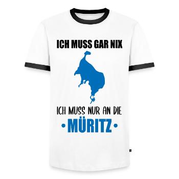 Müritz Necessity - Nothing Else Matters - Men's Ringer Shirt - white/black - Front - AI Model Female 172 light (172cm) & AI Model Male 178 dark (178cm)