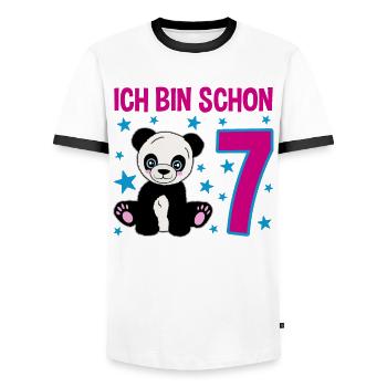 Seven Years of Panda Celebration - Men's Ringer Shirt - white/black - Front - AI Model Female 172 light (172cm) & AI Model Male 178 dark (178cm)