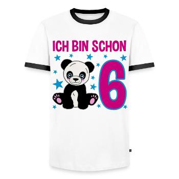 Six ans – Panda Smile - T-shirt contrasté Homme - blanc/noir - Devant - AI Model Female 172 light (172cm) & AI Model Male 178 dark (178cm)