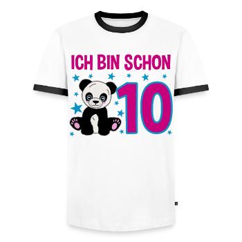 Dix ans – Panda Jubilation - T-shirt contrasté Homme - blanc/noir - Devant - AI Model Female 172 light (172cm) & AI Model Male 178 dark (178cm)