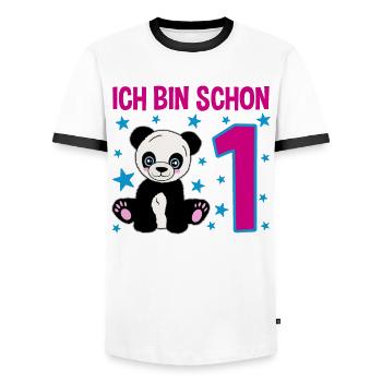 Panda Darling – 1 an de pure joie - T-shirt contrasté Homme - blanc/noir - Devant - AI Model Female 172 light (172cm) & AI Model Male 178 dark (178cm)