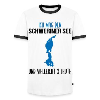 Schwerin Lake & Three Favorites - Men's Ringer Shirt - white/black - Front - AI Model Female 172 light (172cm) & AI Model Male 178 dark (178cm)