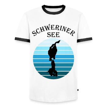 Lake Schwerin - Natural Jewel - Men's Ringer Shirt - white/black - Front - AI Model Female 172 light (172cm) & AI Model Male 178 dark (178cm)