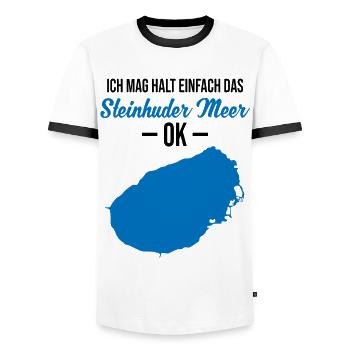 Simply Steinhuder Meer Okay - Men's Ringer Shirt - white/black - Front - AI Model Female 172 light (172cm) & AI Model Male 178 dark (178cm)