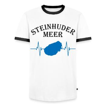 Steinhuder Meer Heartbeat Pure Nature - T-shirt contrasté Homme - blanc/noir - Devant - AI Model Female 172 light (172cm) & AI Model Male 178 dark (178cm)