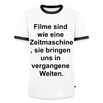 Movie-Magic - Men's Ringer Shirt - white/black - Front - AI Model Female 172 light (172cm) & AI Model Male 178 dark (178cm)