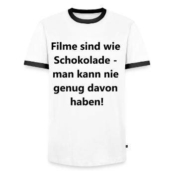 Movie Mania - Men's Ringer Shirt - white/black - Front - AI Model Female 172 light (172cm) & AI Model Male 178 dark (178cm)