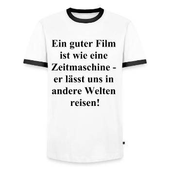 Movie Magic - Men's Ringer Shirt - white/black - Front - AI Model Female 172 light (172cm) & AI Model Male 178 dark (178cm)