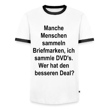 Movie Madness - Men's Ringer Shirt - white/black - Front - AI Model Female 172 light (172cm) & AI Model Male 178 dark (178cm)
