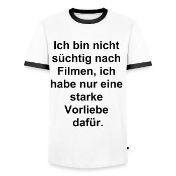 Cinéphile - T-shirt contrasté Homme - blanc/noir - Devant - AI Model Female 172 light (172cm) & AI Model Male 178 dark (178cm)
