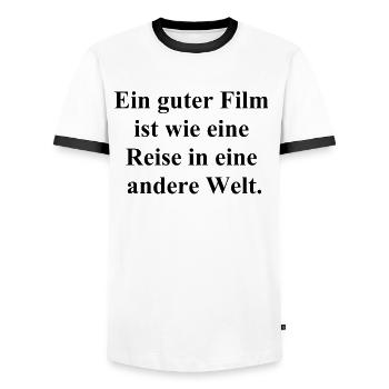 Cinematic Adventure - Men's Ringer Shirt - white/black - Front - AI Model Female 172 light (172cm) & AI Model Male 178 dark (178cm)