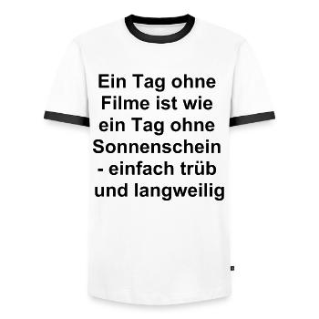 Movie Fan Gift - Men's Ringer Shirt - white/black - Front - AI Model Female 172 light (172cm) & AI Model Male 178 dark (178cm)