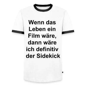 Vie de rire cadeau - T-shirt contrasté Homme - blanc/noir - Devant - AI Model Female 172 light (172cm) & AI Model Male 178 dark (178cm)