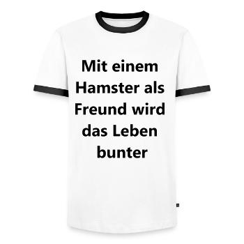 Funny Hamster Gift - Men's Ringer Shirt - white/black - Front - AI Model Female 172 light (172cm) & AI Model Male 178 dark (178cm)