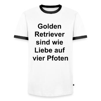 Liebesgeschenk für Golden Retriever Fans - Männer Kontrast-T-Shirt - Weiß/Schwarz - Vorne - AI Model Female 172 light (172cm) & AI Model Male 178 dark (178cm)