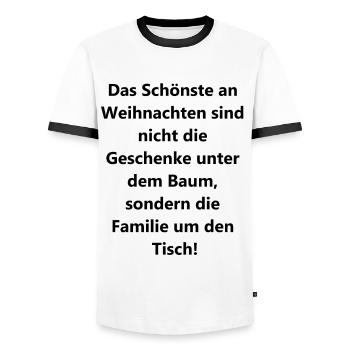 Cadeau de famille pour la fête de l’amour - T-shirt contrasté Homme - blanc/noir - Devant - AI Model Female 172 light (172cm) & AI Model Male 178 dark (178cm)