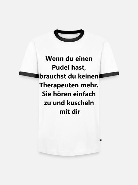 Pudel Therapie Geschenk - Männer Kontrast-T-Shirt - Weiß/Schwarz