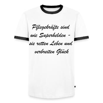 "Thank you for everything you do" gift - Men's Ringer Shirt - white/black - Front - AI Model Female 172 light (172cm) & AI Model Male 178 dark (178cm)