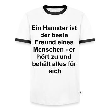 Personal gift - Men's Ringer Shirt - white/black - Front - AI Model Female 172 light (172cm) & AI Model Male 178 dark (178cm)