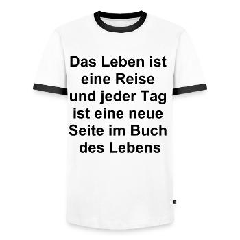 Lebensreise Geschenk - Männer Kontrast-T-Shirt - Weiß/Schwarz - Vorne - AI Model Female 172 light (172cm) & AI Model Male 178 dark (178cm)