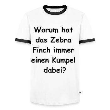 Zebra Finch Geschenk - Männer Kontrast-T-Shirt - Weiß/Schwarz - Vorne - AI Model Female 172 light (172cm) & AI Model Male 178 dark (178cm)