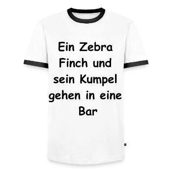 Zebra Finch Geschenk - Männer Kontrast-T-Shirt - Weiß/Schwarz - Vorne - AI Model Female 172 light (172cm) & AI Model Male 178 dark (178cm)