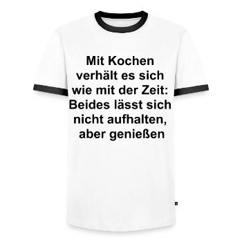 Don de temps - T-shirt contrasté Homme - blanc/noir - Devant - AI Model Female 172 light (172cm) & AI Model Male 178 dark (178cm)