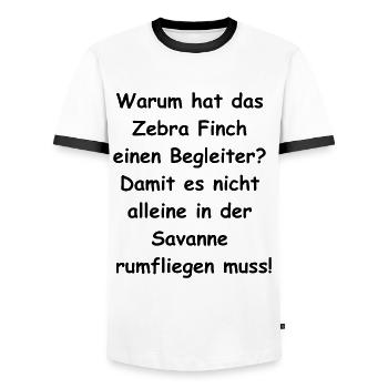 Zebra Finch Geschenk - Männer Kontrast-T-Shirt - Weiß/Schwarz - Vorne - AI Model Female 172 light (172cm) & AI Model Male 178 dark (178cm)