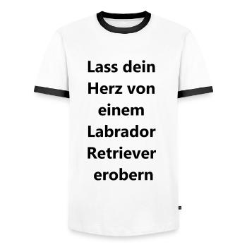 Proof of love for dog lovers - Men's Ringer Shirt - white/black - Front - AI Model Female 172 light (172cm) & AI Model Male 178 dark (178cm)