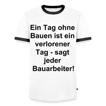 Construction Worker Humor Gift - Men's Ringer Shirt - white/black - Front - AI Model Female 172 light (172cm) & AI Model Male 178 dark (178cm)