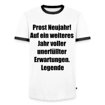Cadeau de la Saint-Sylvestre - T-shirt contrasté Homme - blanc/noir - Devant - AI Model Female 172 light (172cm) & AI Model Male 178 dark (178cm)