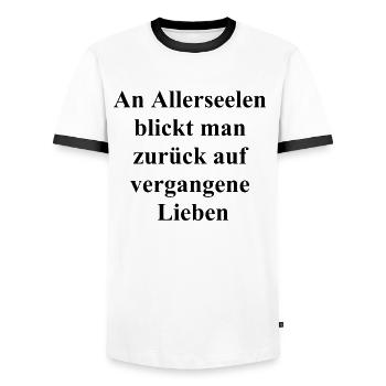 Personal gift to commemorate - Men's Ringer Shirt - white/black - Front - AI Model Female 172 light (172cm) & AI Model Male 178 dark (178cm)