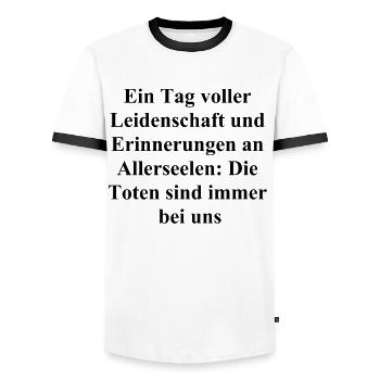 Personalized gift - Men's Ringer Shirt - white/black - Front - AI Model Female 172 light (172cm) & AI Model Male 178 dark (178cm)