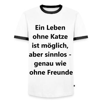 Cadeau pour les amoureux des chats - T-shirt contrasté Homme - blanc/noir - Devant - AI Model Female 172 light (172cm) & AI Model Male 178 dark (178cm)