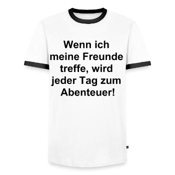 Amitié aventureuse - Cadeau - T-shirt contrasté Homme - blanc/noir - Devant - AI Model Female 172 light (172cm) & AI Model Male 178 dark (178cm)