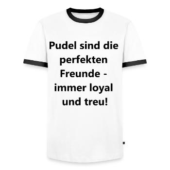 Caniche Amitié - T-shirt contrasté Homme - blanc/noir - Devant - AI Model Female 172 light (172cm) & AI Model Male 178 dark (178cm)