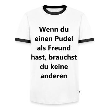 Funny poodle gift for friends - Men's Ringer Shirt - white/black - Front - AI Model Female 172 light (172cm) & AI Model Male 178 dark (178cm)
