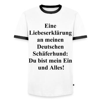 Personalisiertes Geschenk für Hundefans - Männer Kontrast-T-Shirt - Weiß/Schwarz - Vorne - AI Model Female 172 light (172cm) & AI Model Male 178 dark (178cm)