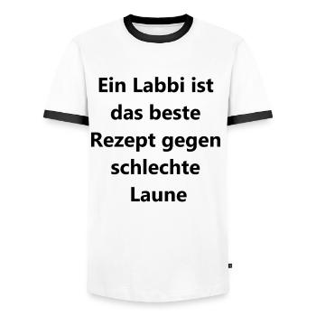 Labrador Love Geschenk - Männer Kontrast-T-Shirt - Weiß/Schwarz - Vorne - AI Model Female 172 light (172cm) & AI Model Male 178 dark (178cm)