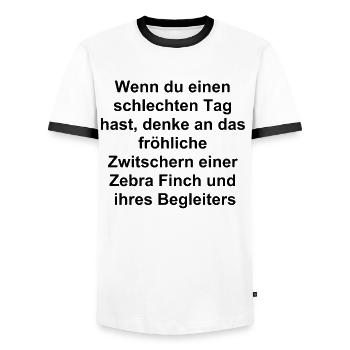 Frohe Zebra Finch Geschenk - Männer Kontrast-T-Shirt - Weiß/Schwarz - Vorne - AI Model Female 172 light (172cm) & AI Model Male 178 dark (178cm)