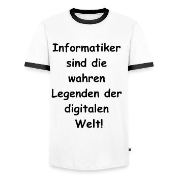 Cadeau d’informaticien - T-shirt contrasté Homme - blanc/noir - Devant - AI Model Female 172 light (172cm) & AI Model Male 178 dark (178cm)