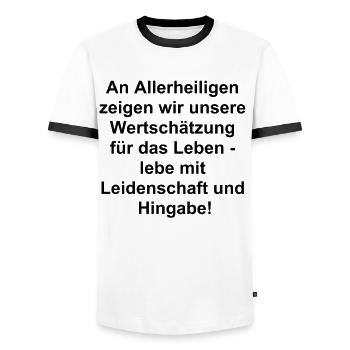 Don de gratitude - T-shirt contrasté Homme - blanc/noir - Devant - AI Model Female 172 light (172cm) & AI Model Male 178 dark (178cm)