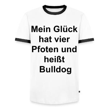 Bulldog Gift - Men's Ringer Shirt - white/black - Front - AI Model Female 172 light (172cm) & AI Model Male 178 dark (178cm)