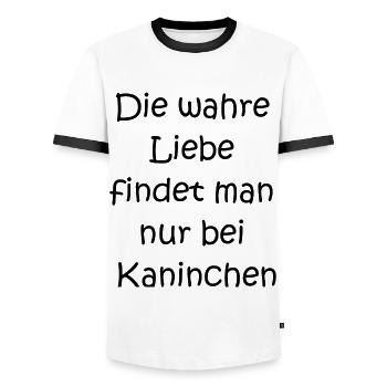 Cadeau de lapin câlin - T-shirt contrasté Homme - blanc/noir - Devant - AI Model Female 172 light (172cm) & AI Model Male 178 dark (178cm)