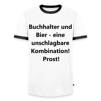 Cadeau « Champion de la comptabilité » - T-shirt contrasté Homme - blanc/noir - Devant - AI Model Female 172 light (172cm) & AI Model Male 178 dark (178cm)