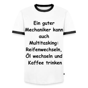 Cadeau multitâche de mécanicien - T-shirt contrasté Homme - blanc/noir - Devant - AI Model Female 172 light (172cm) & AI Model Male 178 dark (178cm)
